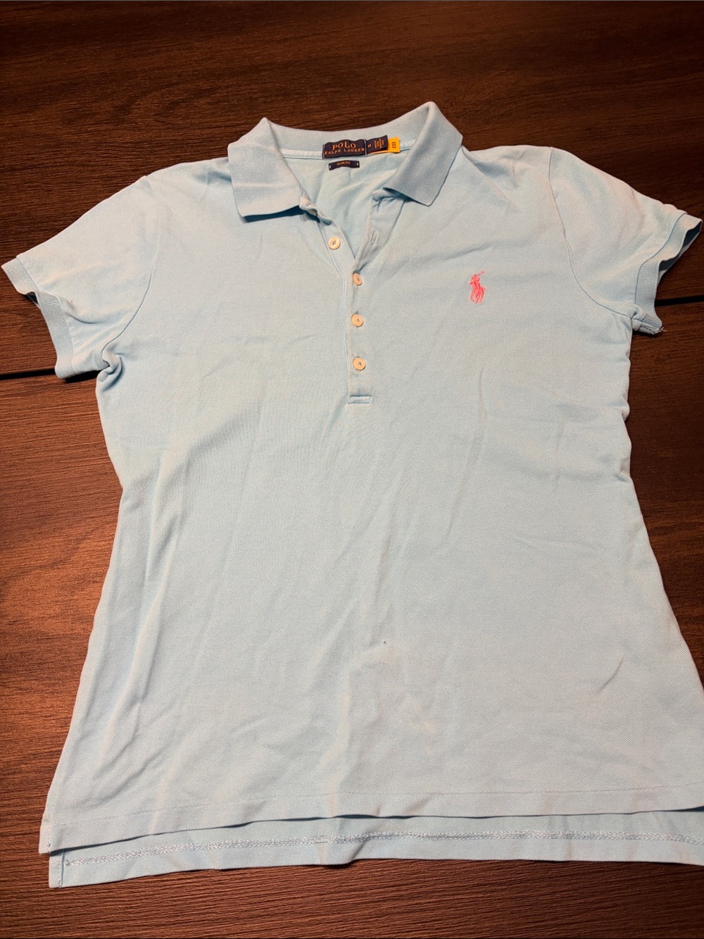 Polo Ralph Lauren Women's Custom Slim Fit Polo Shirt Light Blue Size M